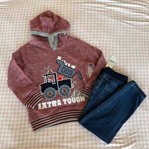 Little Kids Truck Hoodie and Jeans Set